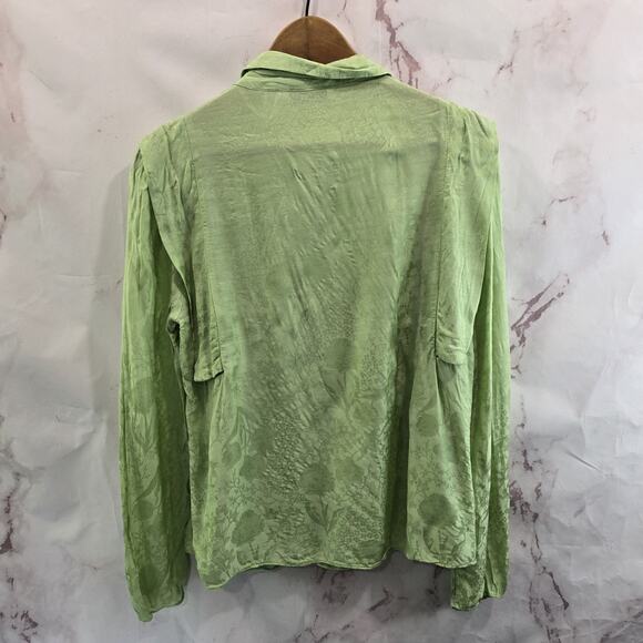 & Other Stories Shirt Womens Medium 8 Green Peasant Blouse Renaissance Satin - Picture 5 of 13